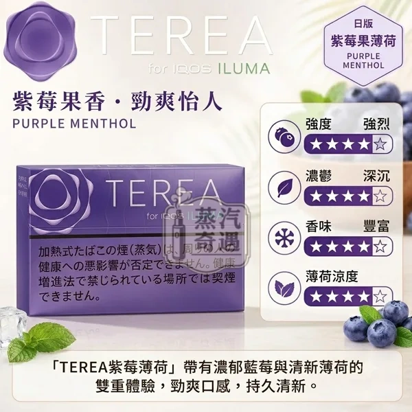 日本Terea Purple Menthol藍莓煙彈口味一條10盒裝IQOS ILUMA主機專用
